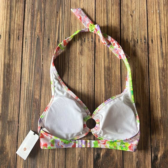 NWT Shade & Shore Floral Halter Bikini Top S - Picture 2 of 2